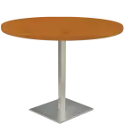 SQC 500 - 14 stůl kulatý, deska průměr 900 mm, síla 25 mm, noha broušený nerez, olše jantar